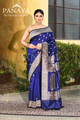 Saree Katan Silk Handwoven with Banrasi Aanchal & Border with Gold & Silver Booti & Konia