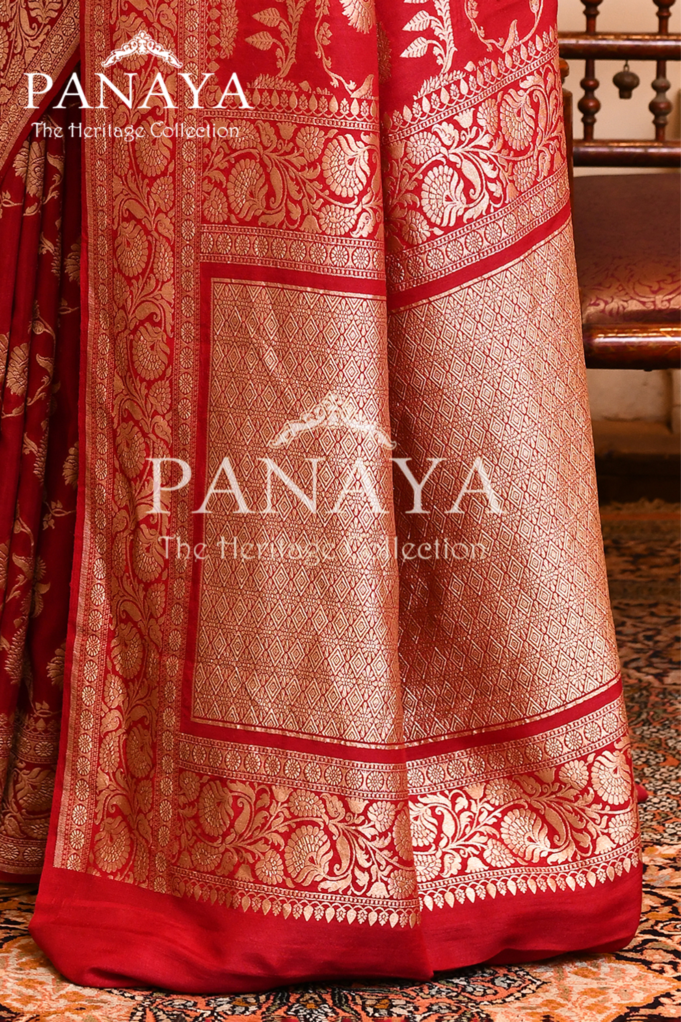 Saree Munga Silk Semi Handloom with Jaal Design with Banarasi aanchal & Border