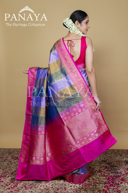 Rangkat Saree With Contrast Banarsi Border And Anchal