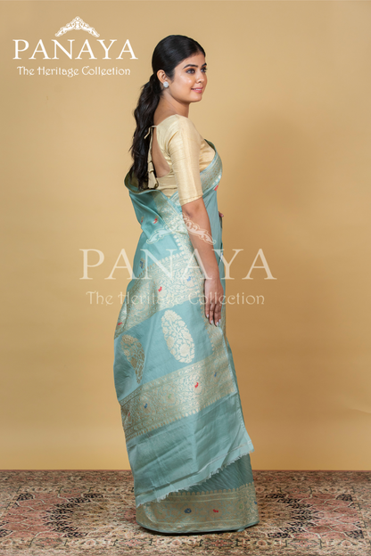 Kora Silk With Meenakari Buti Work