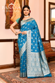 Saree Munga Silk Semi Handloom with Booti  Design with Banarasi aanchal & Border