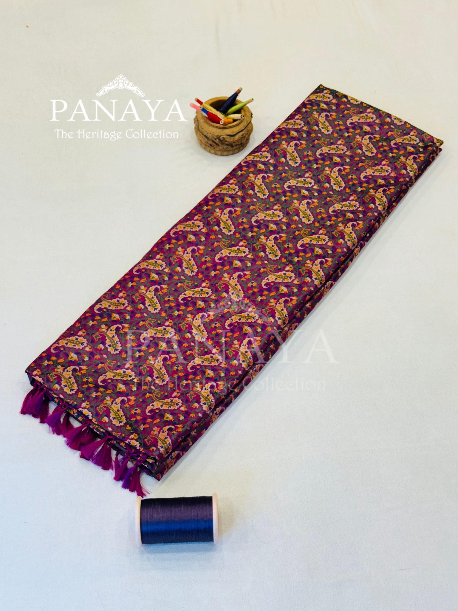 Saree Katan Silk None Paisely Jamewar Saree with banarasi Aanchal & Border with Multi Resham Work