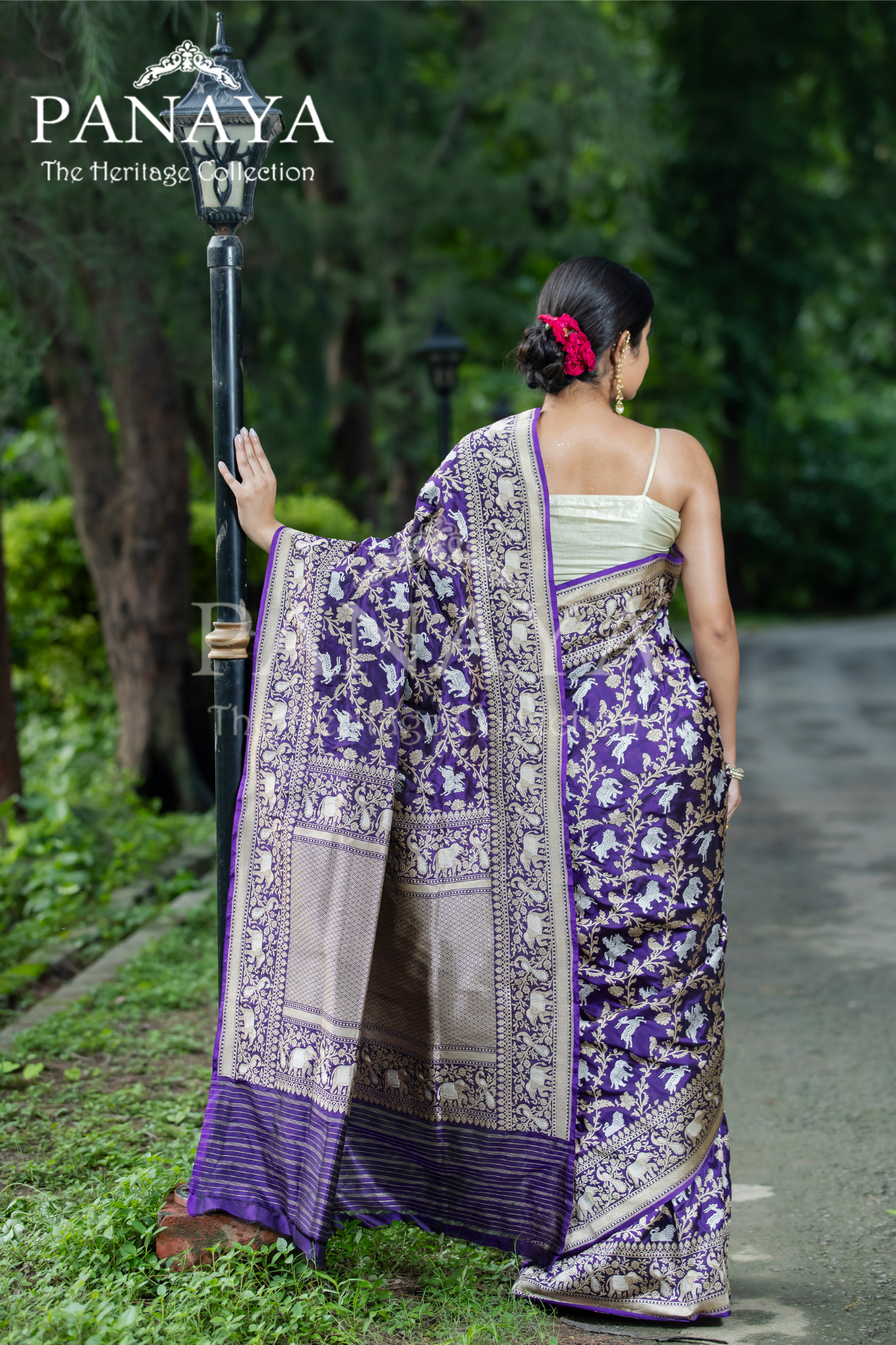 Handloom Sikargah Pattern Zaal Work With Gold And Silver Zari Work