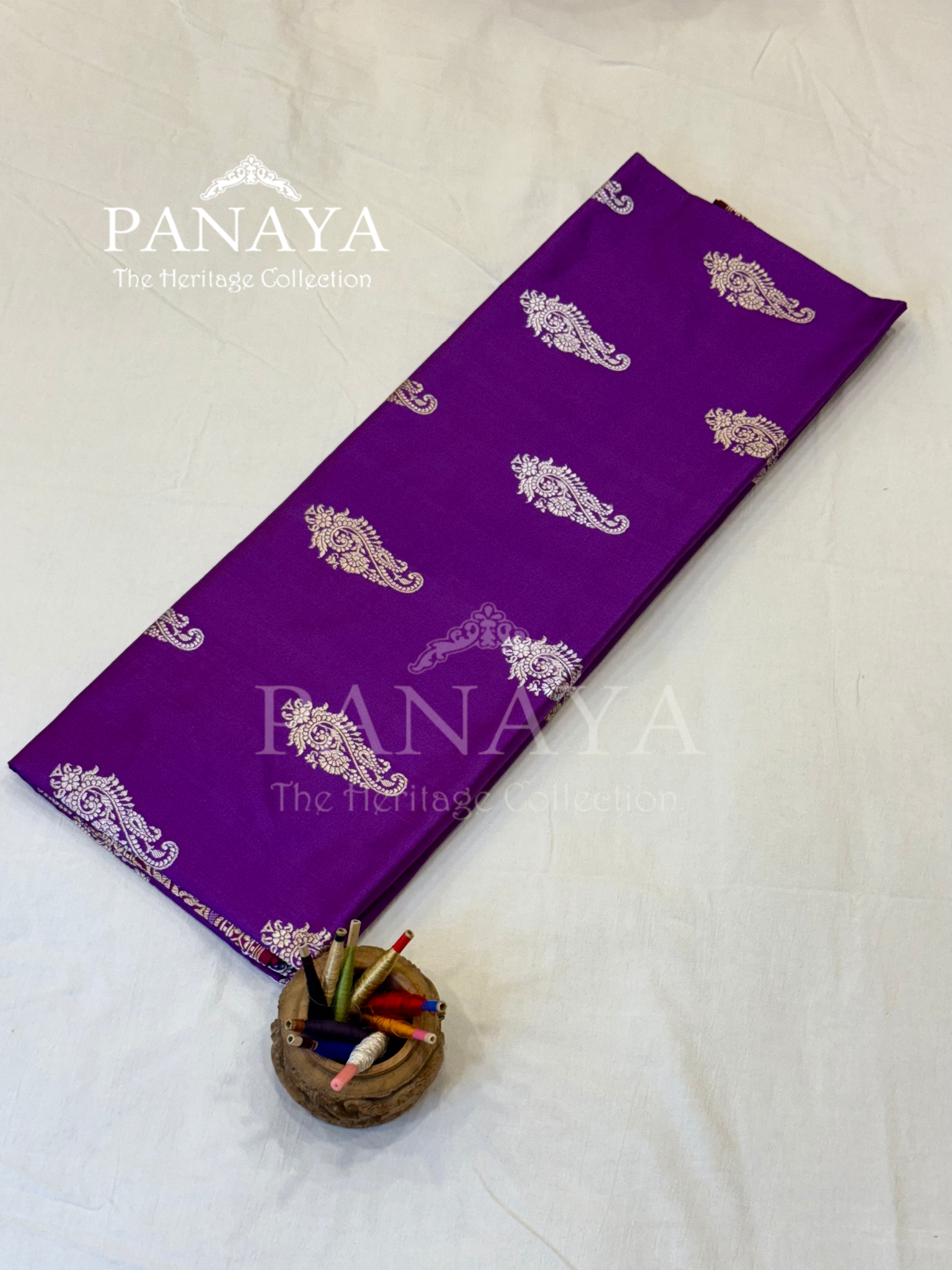Saree Katan Silk with Contrast aanchal & Border with gold zari Paisely Boota Design