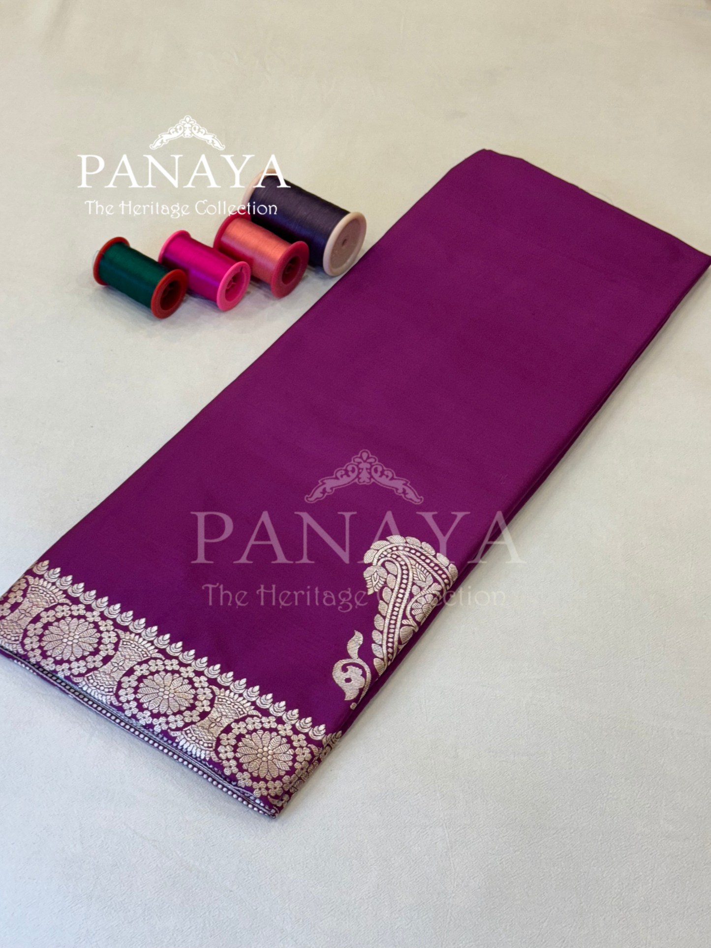 Saree Katan Silk Plain Saree with Banarasi Aanchal, Border & Nice Konia