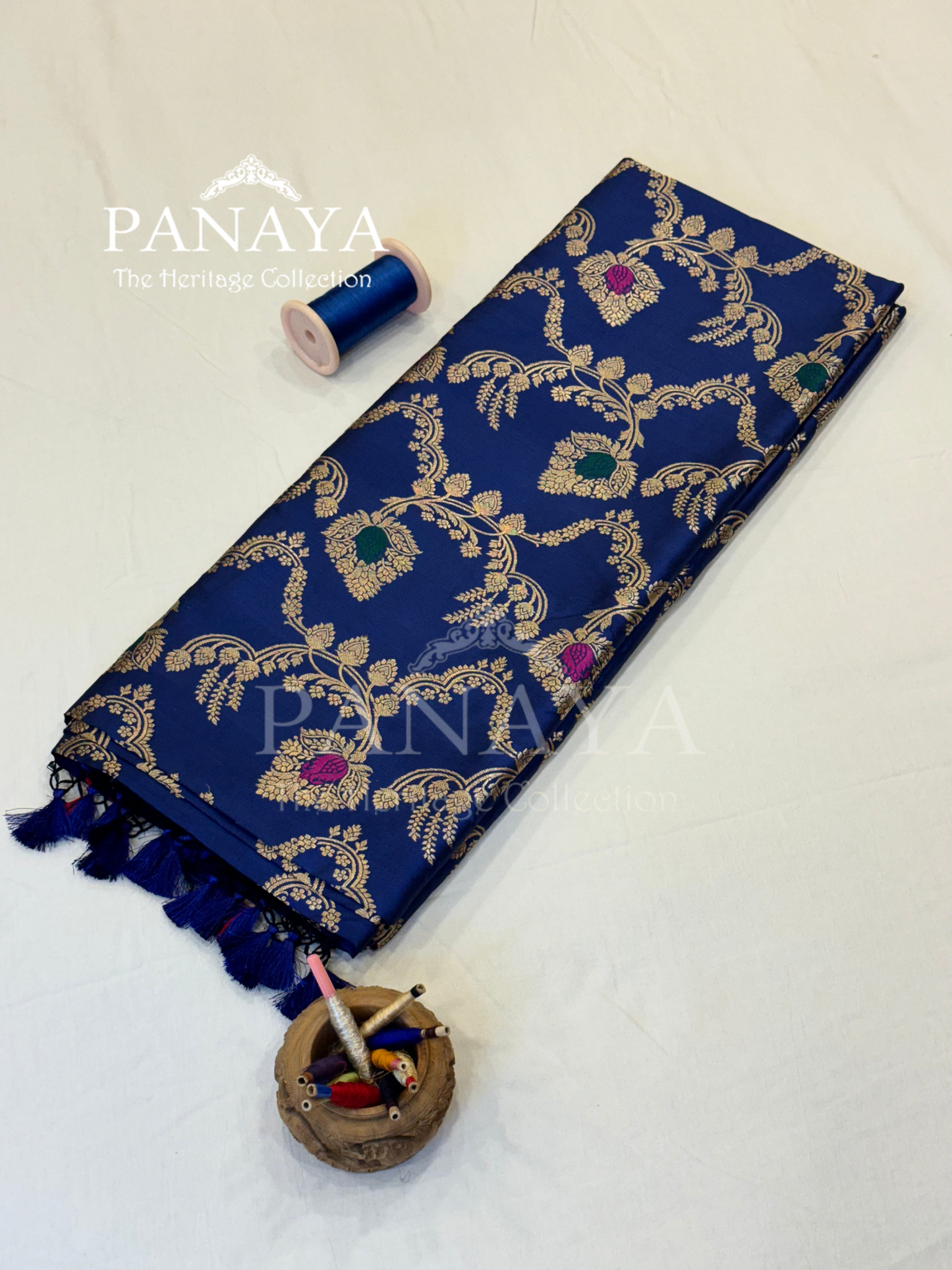 Saree Katan Silk with banarasi aanchal & Border with meenedar Jaal Design