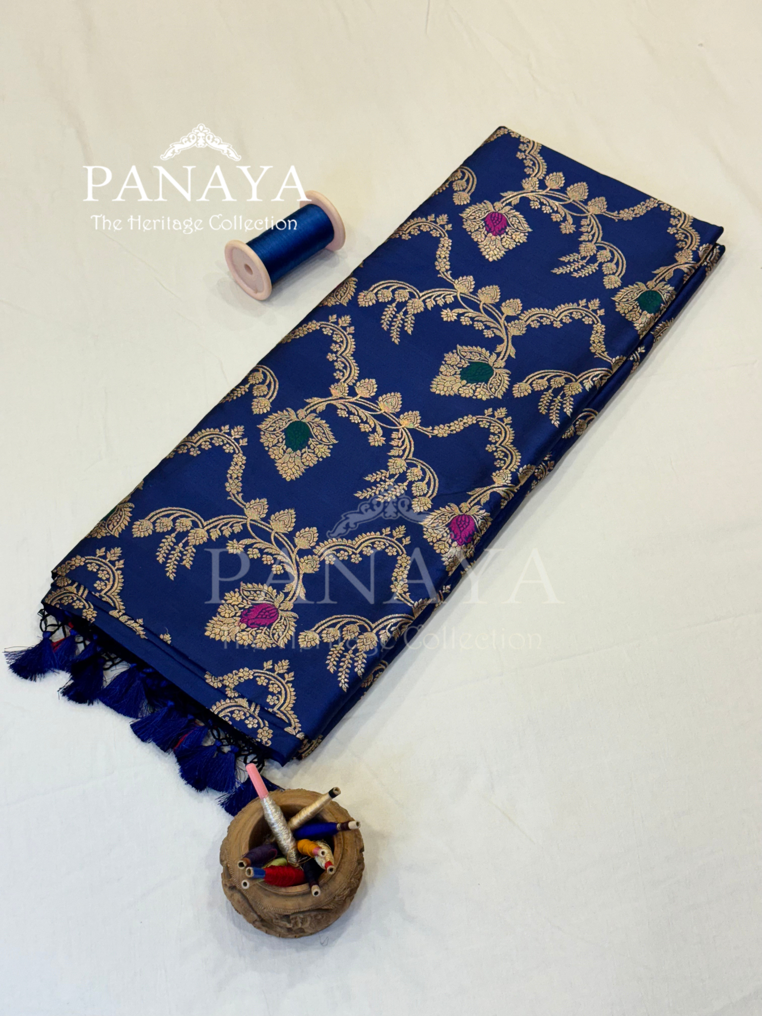 Saree Katan Silk with banarasi aanchal & Border with meenedar Jaal Design