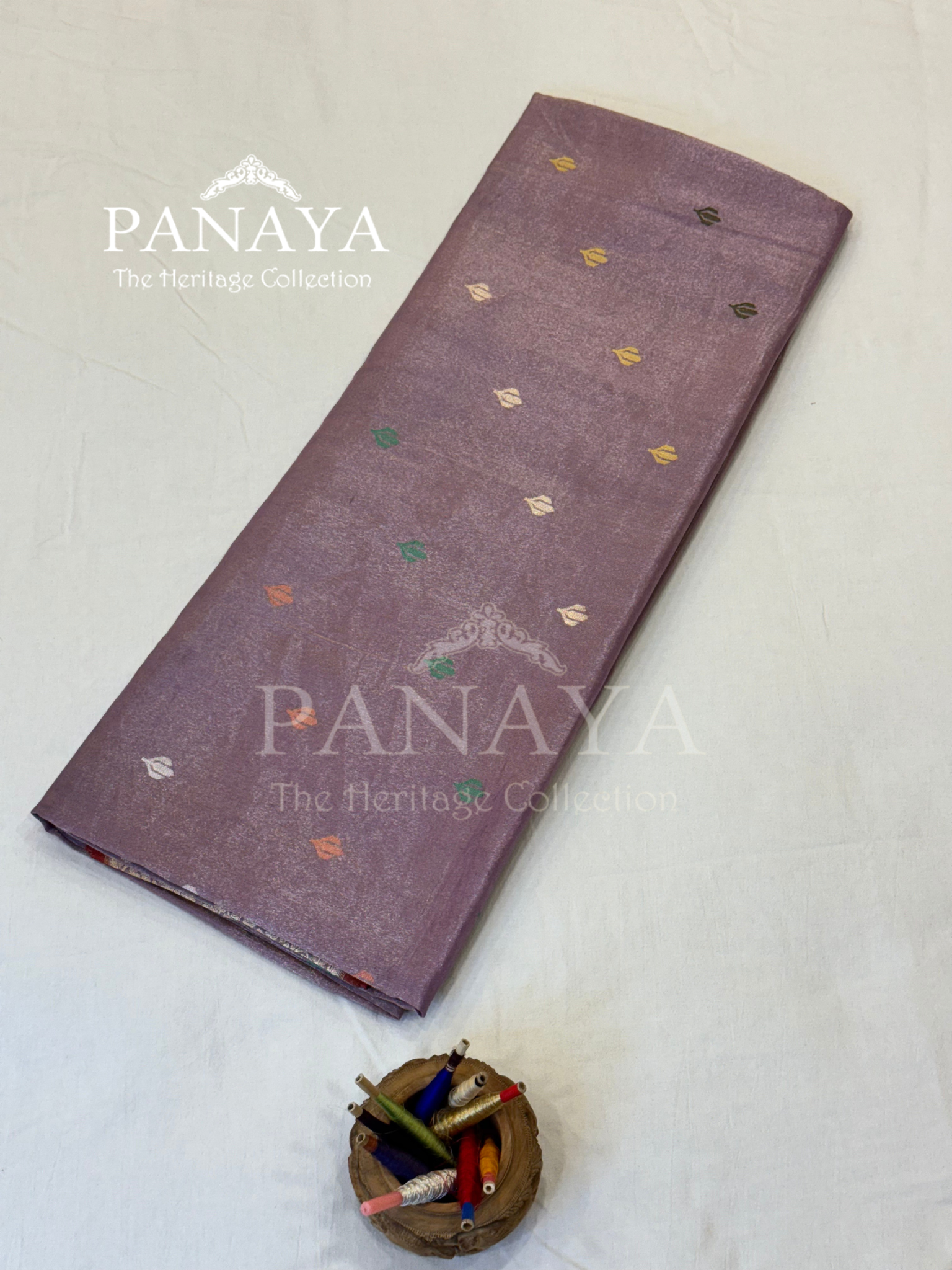 Saree Katan Tisshue Silk Saree with Banarsi Aanchal Border with multi color booti design