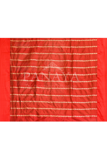 Saree Katan Silk with Contrast Banarasi Aanchal & Border with Gold Zari Boota Design