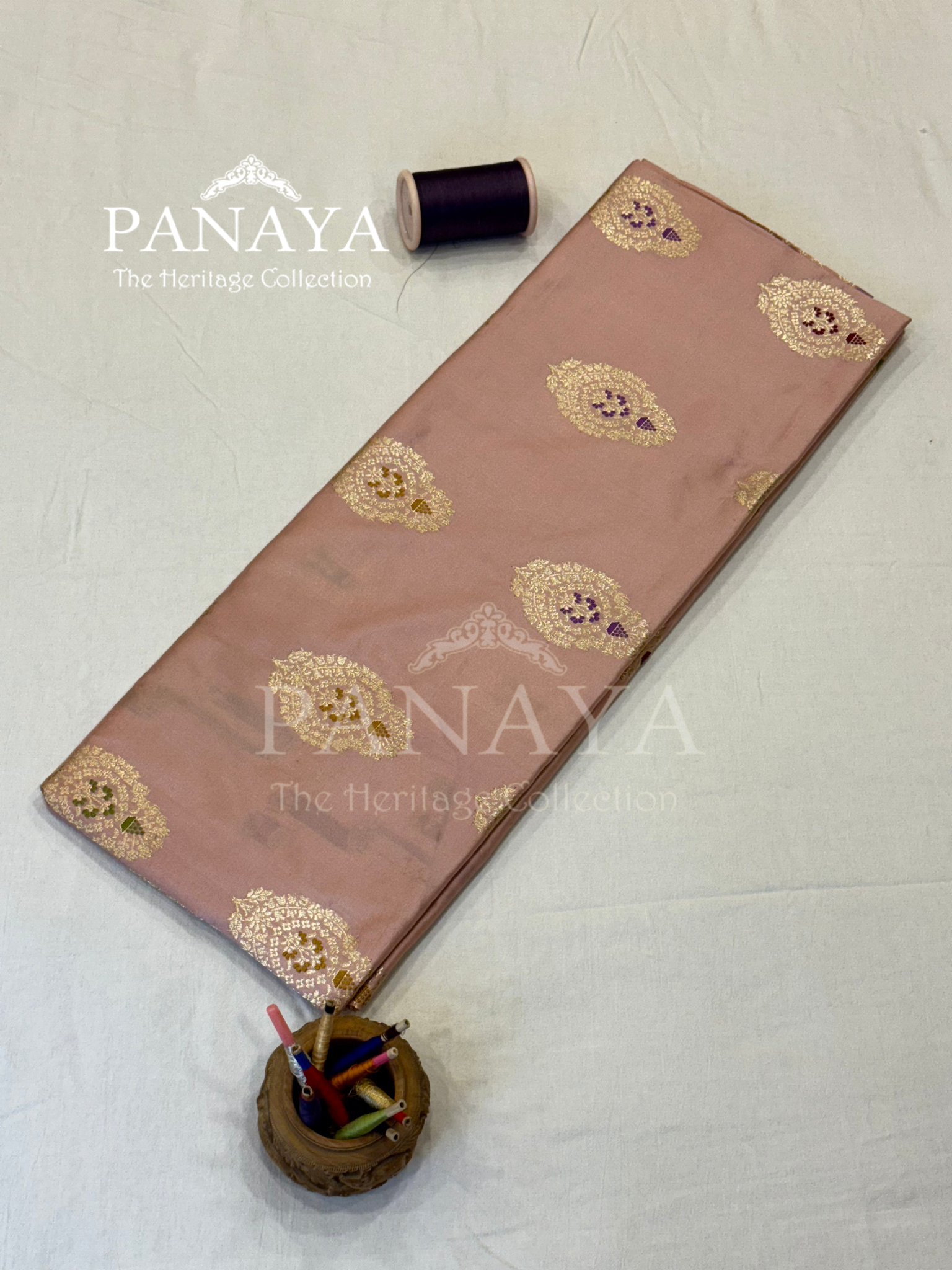 Saree Katan Silk with banarasi aanchal & Border with meenedar Boota Design