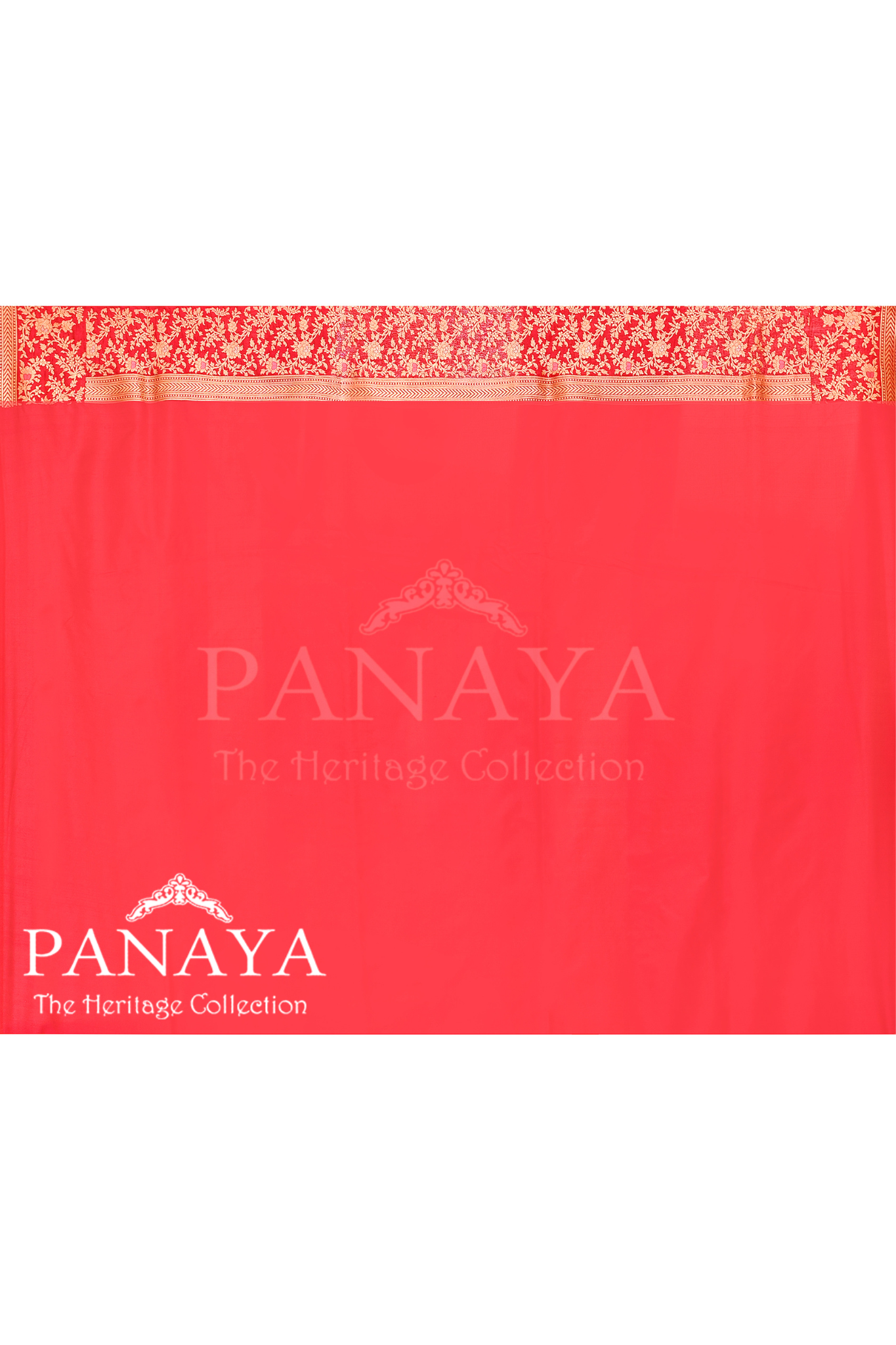 Saree Katan Silk Handwoven with Banrasi Aanchal & Border with Gold & Silver Meenedar Jaal Design