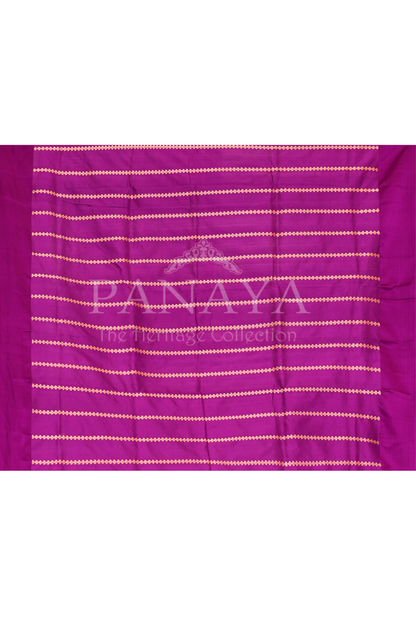 Saree Katan Silk with Contrast Banarasi Aanchal & Border with Gold Zari Boota Design