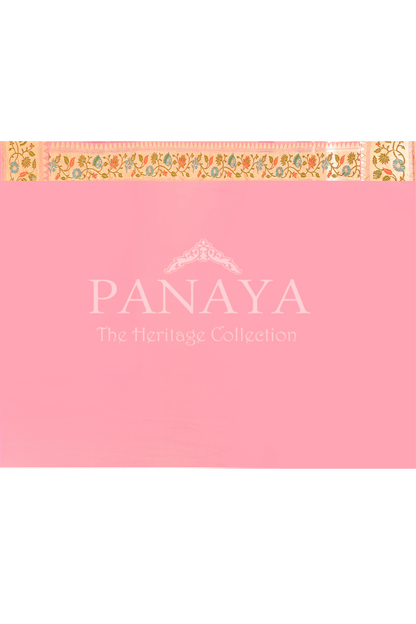 Saree Georgette Khaddi Jaal Design with Banarasi aanchal & Border with Meena Work
