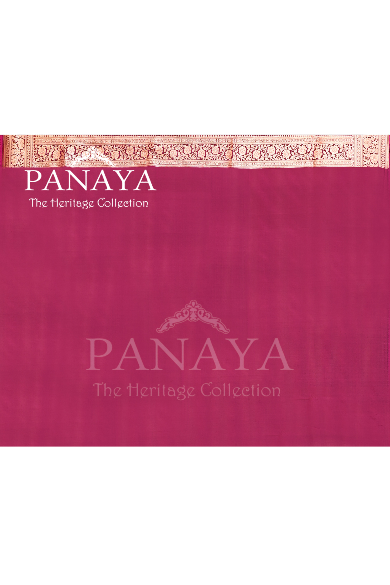 Saree Katan Silk Semi Handwoven with Banrasi Aanchal & Border with Gold & Silver Meenedar Jaal Design