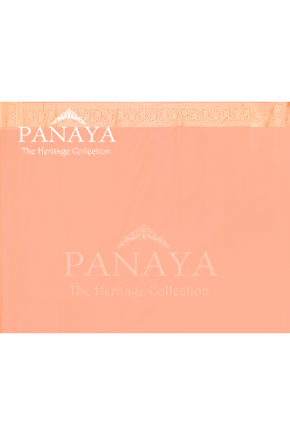 Saree Katan Silk Semi Handwoven with Banrasi Aanchal & Border with Gold & Silver Meenedar Jaal Design