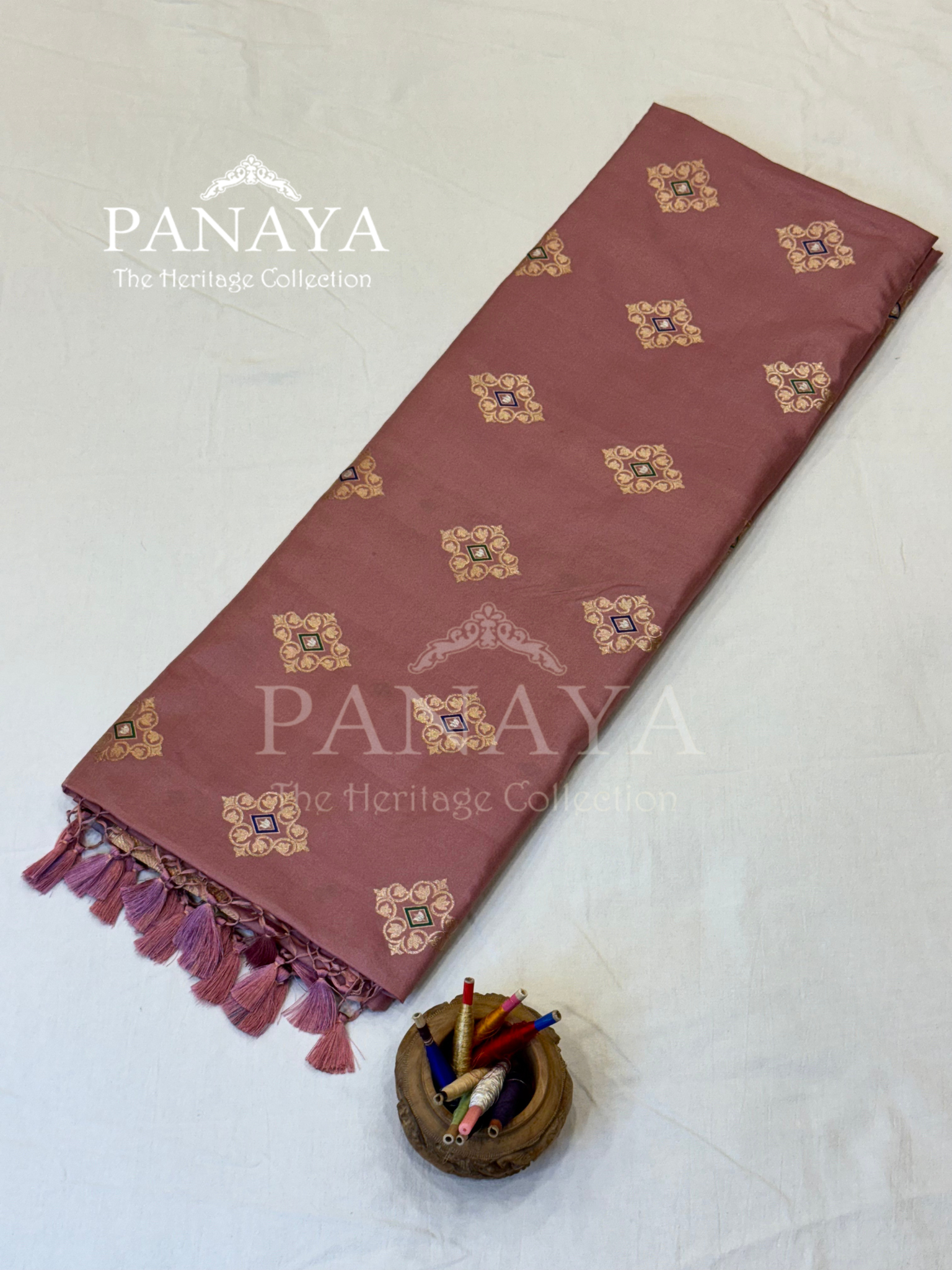 Saree Katan Silk with banarasi aanchal & Border with meenedar Boota Design