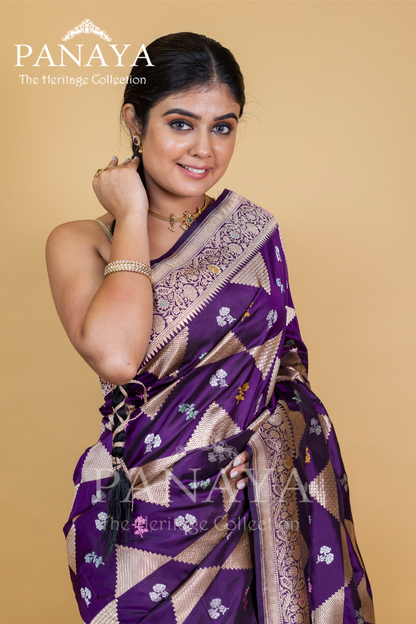 Katan Silk Meenakari Buti With Triangular Work