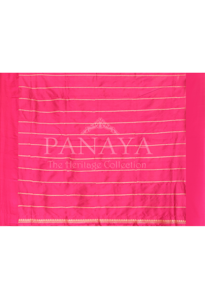 Saree Katan Silk with Contrast Banarasi Aanchal & Border with Gold Zari Boota Design