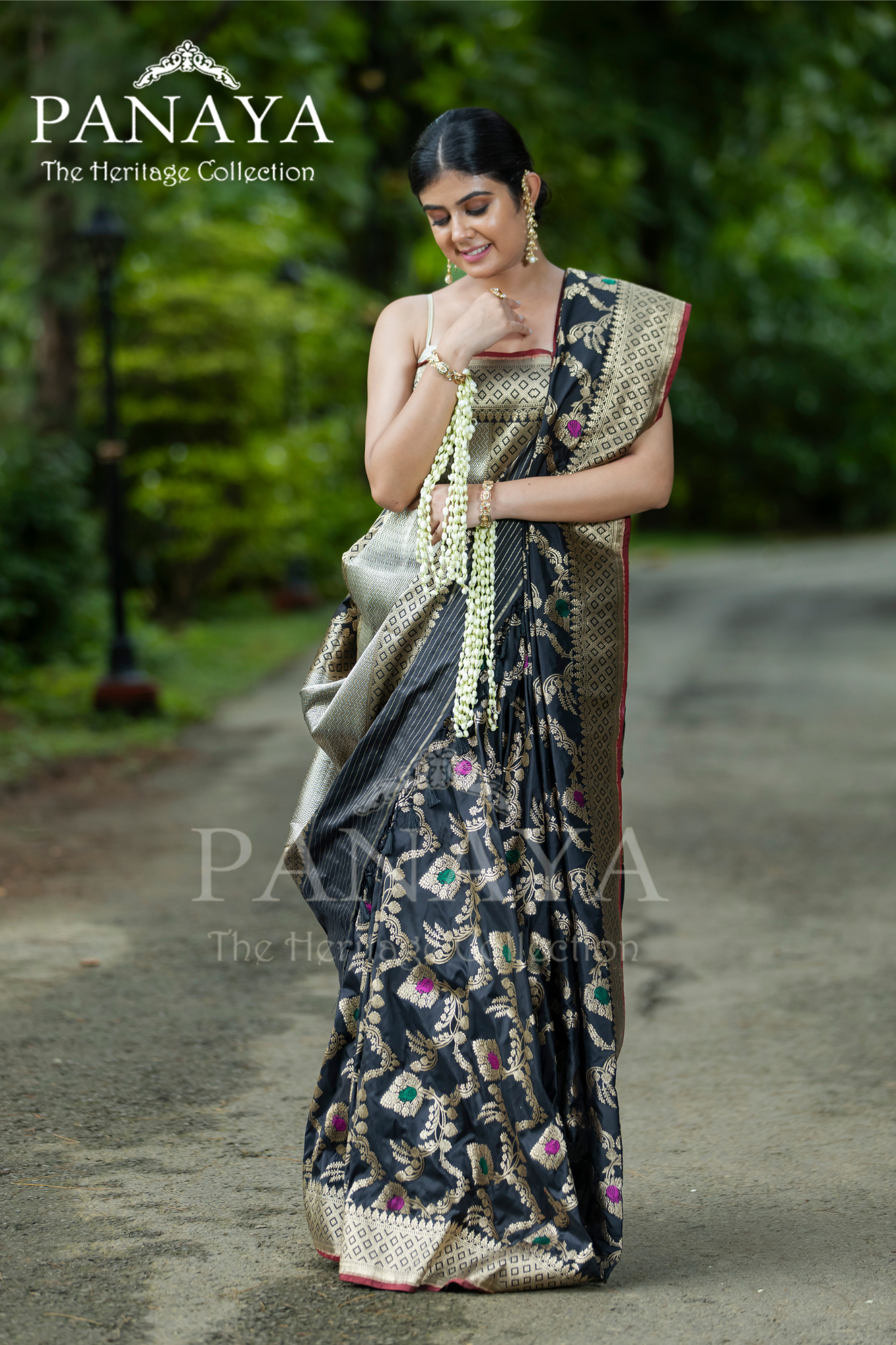 Handloom Katan Silk With Zaal Design Meenakari Work Banarsi Anchal And Border