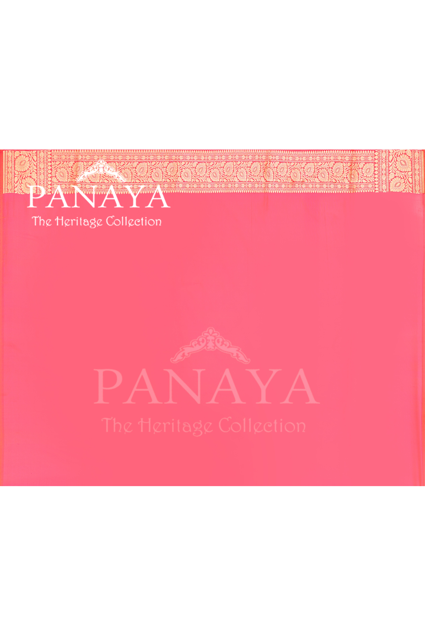Saree Katan Silk Semi Handwoven with Banrasi Aanchal & Border with Gold & Silver Meenedar Jaal Design