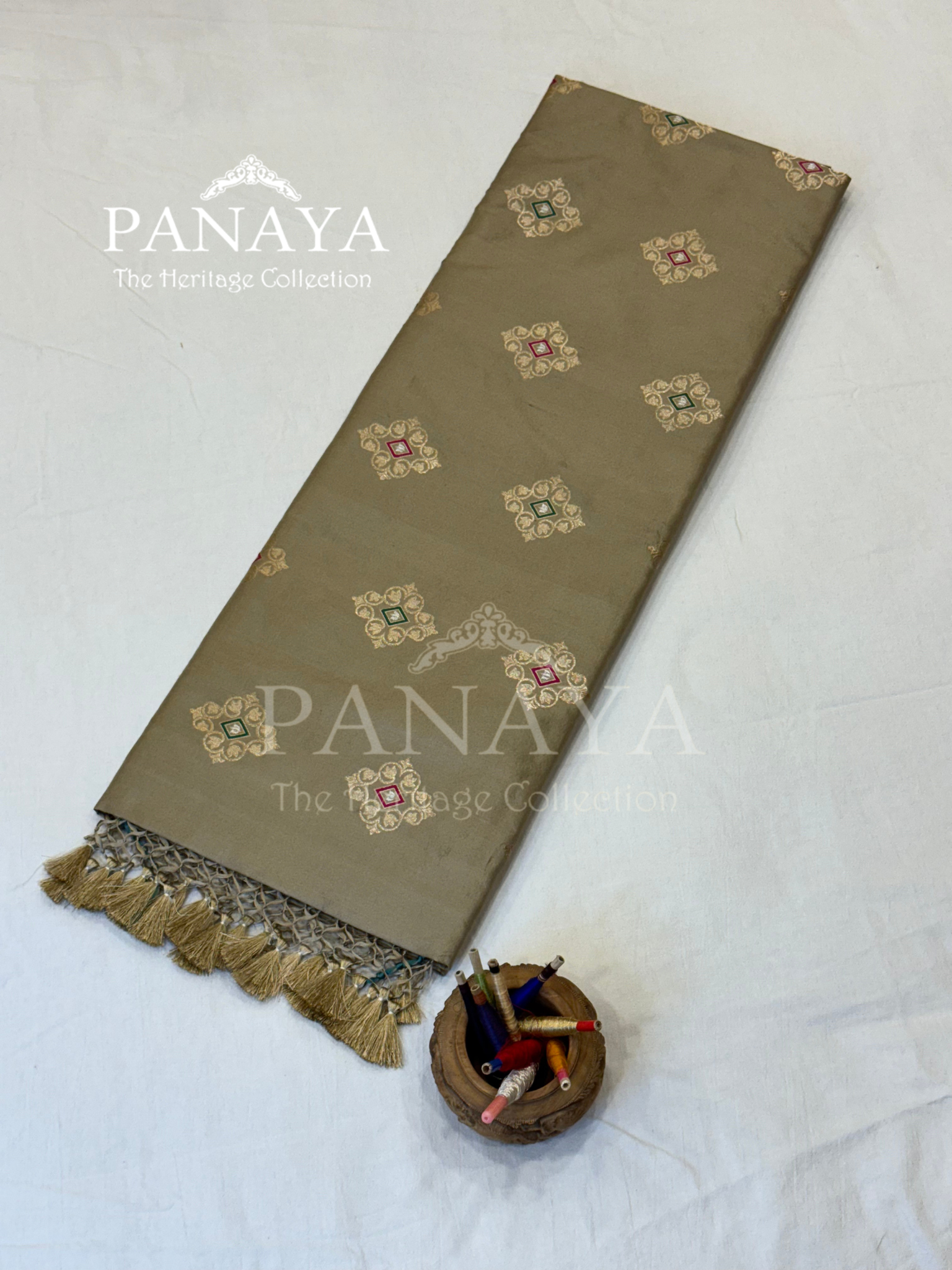 Saree Katan Silk with banarasi aanchal & Border with meenedar Boota Design