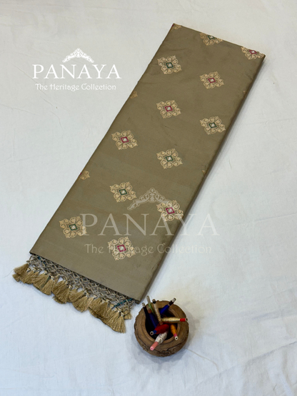Saree Katan Silk with banarasi aanchal & Border with meenedar Boota Design