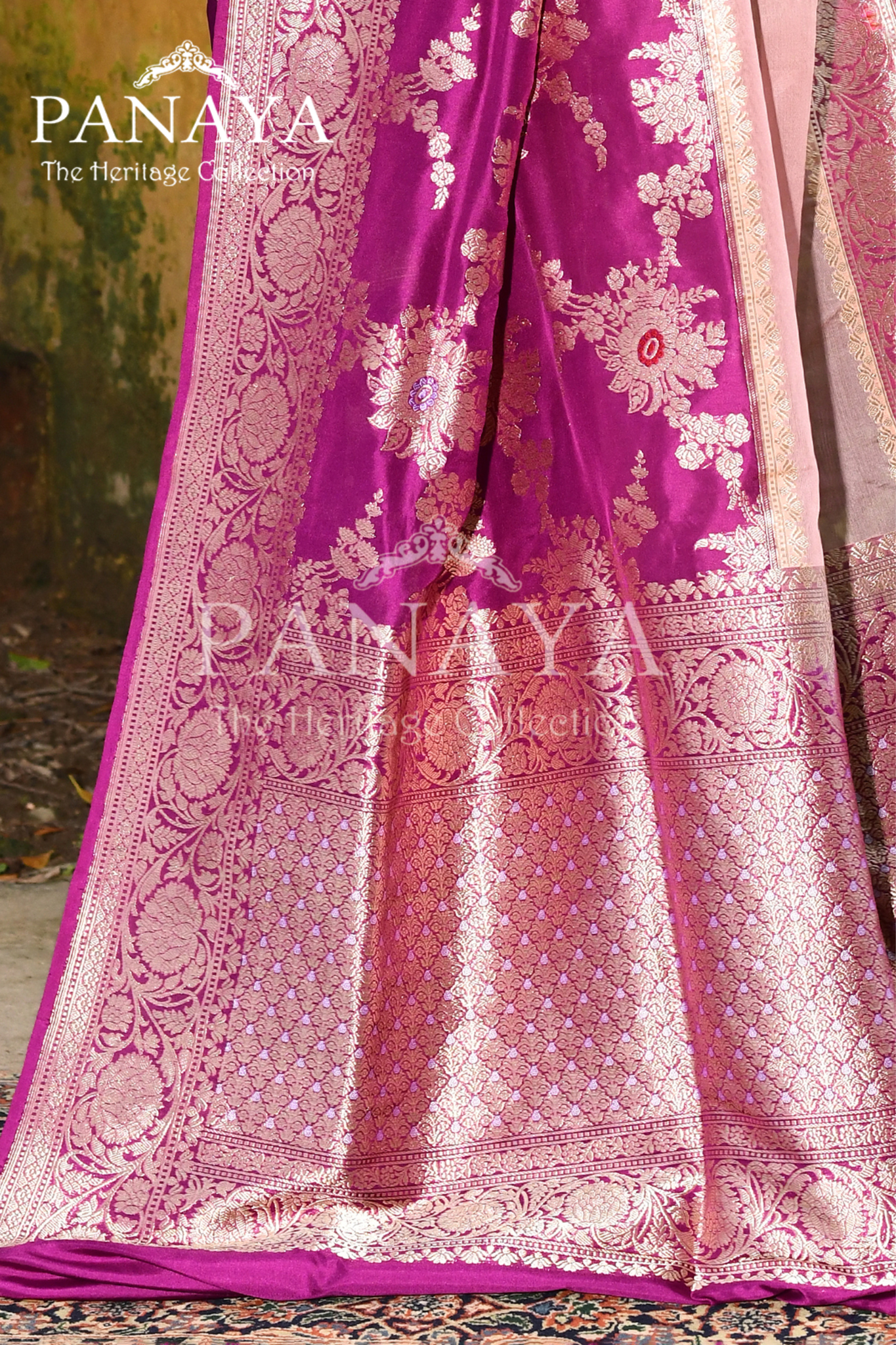 Saree Katan Silk & Organza Silk Half Half Jaal & Booti Design Handwoven with Banrasi Aanchal & Border