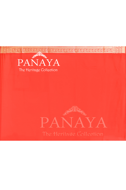 Saree Katan Silk Semi Handwoven with Banrasi Aanchal & Border with Gold & Silver Meenedar Jaal Design