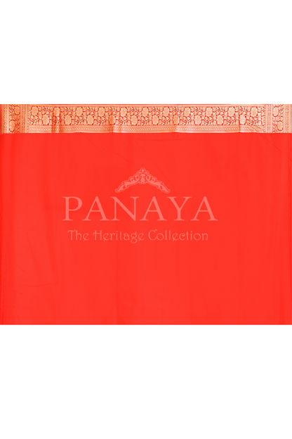 Saree Katan Silk Semi Handwoven with Banrasi Aanchal & Border with Gold & Silver Meenedar Jaal Design