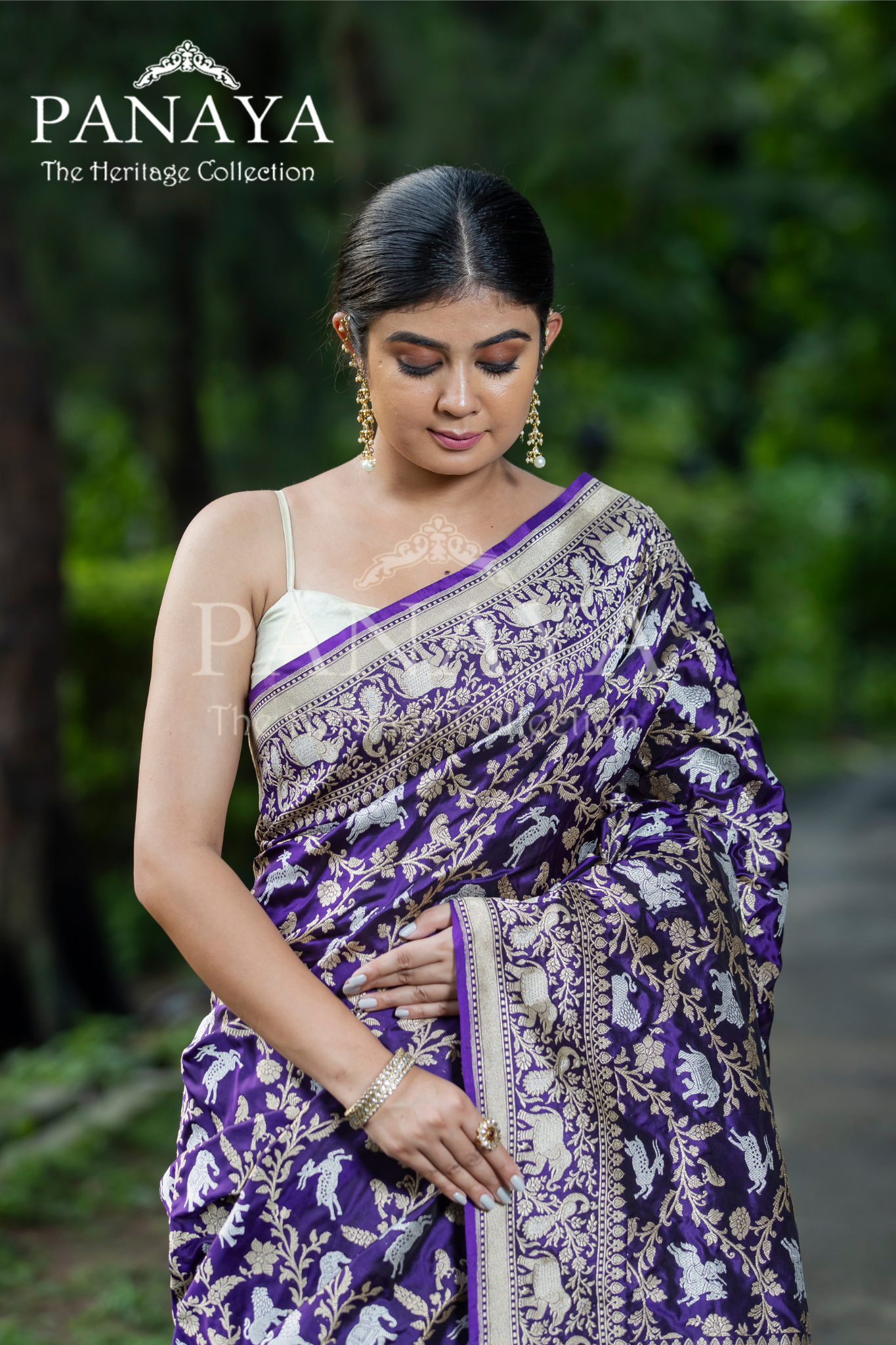 Handloom Sikargah Pattern Zaal Work With Gold And Silver Zari Work