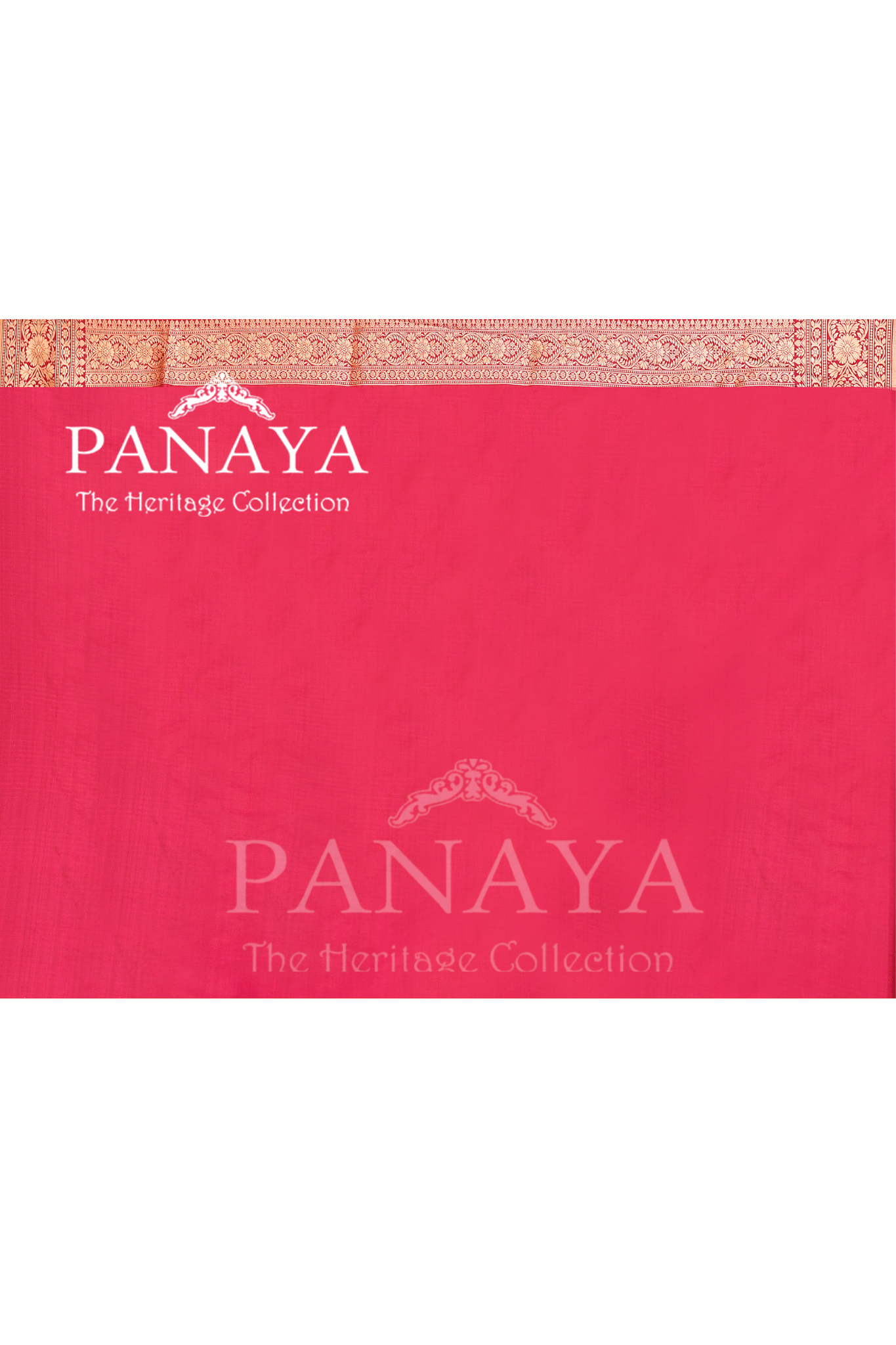 Saree Katan Silk Semi Handwoven with Banrasi Aanchal & Border with Gold & Silver Meenedar Jaal Design