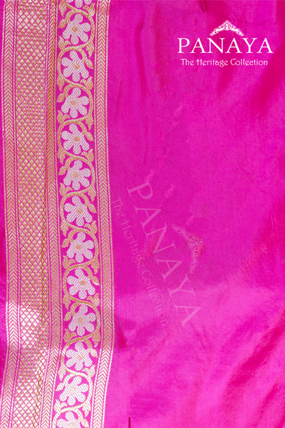 Handloom Katan Silk With Sona Rupa Butti With Banarasi Border And Anchal