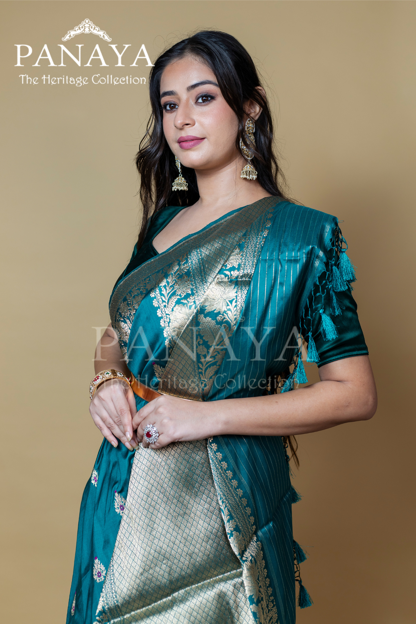Meena Buti Katan Silk Handloom With Banarsi Anchal Zari Work Border