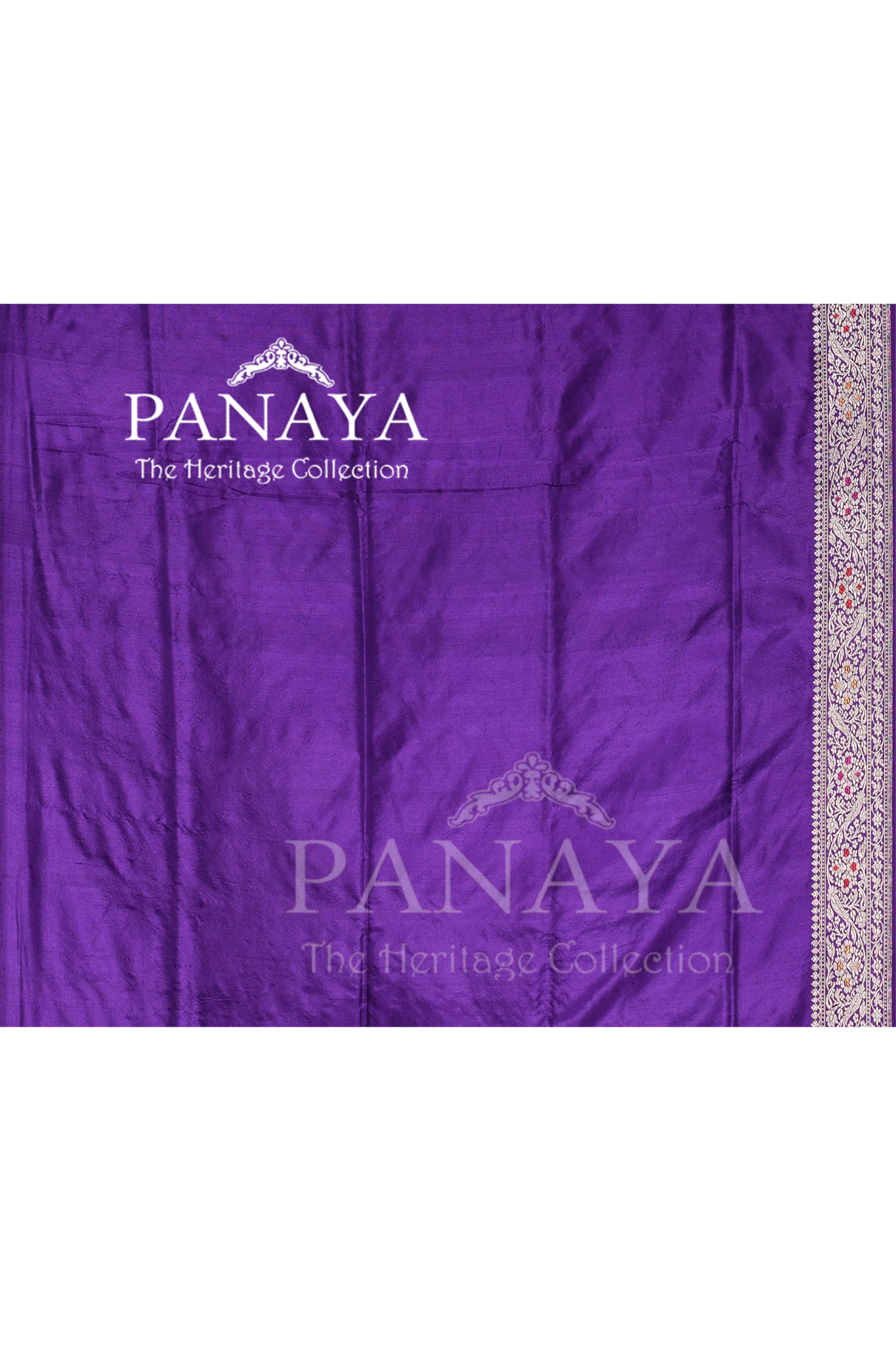 Saree Katan Silk Handwoven with Banrasi Aanchal & Border with Gold & Silver Meenedar Jaal Design