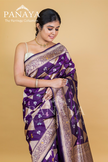 Katan Silk Meenakari Buti With Triangular Work