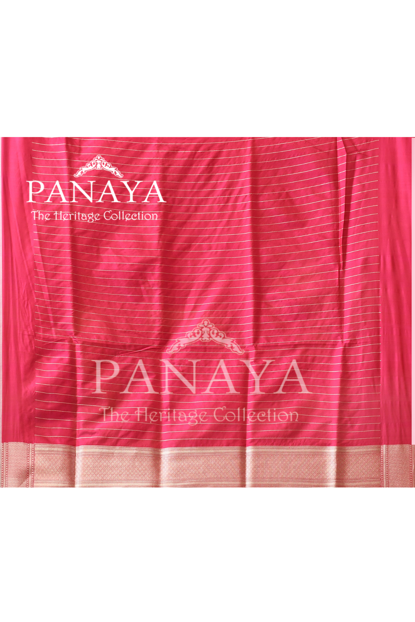 Saree Katan Silk Handwoven with Banrasi Aanchal & Border with Gold & Silver Meenedar Jaal Design