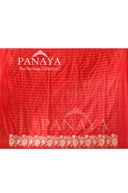 Saree Katan Silk Handwoven with Banrasi Aanchal & Border with Gold & Silver Booti