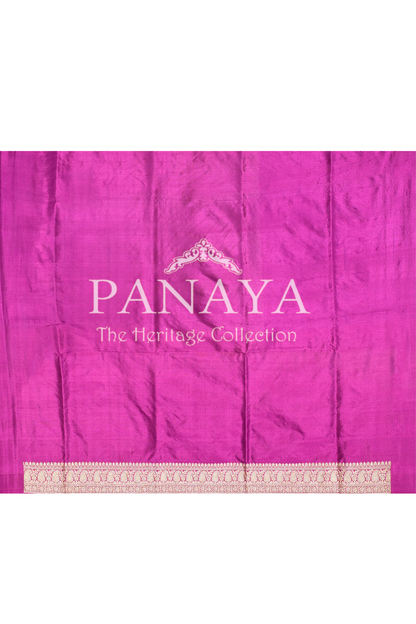 Saree Katan Silk Handwoven with Banrasi Aanchal & Border with Gold & Silver Booti