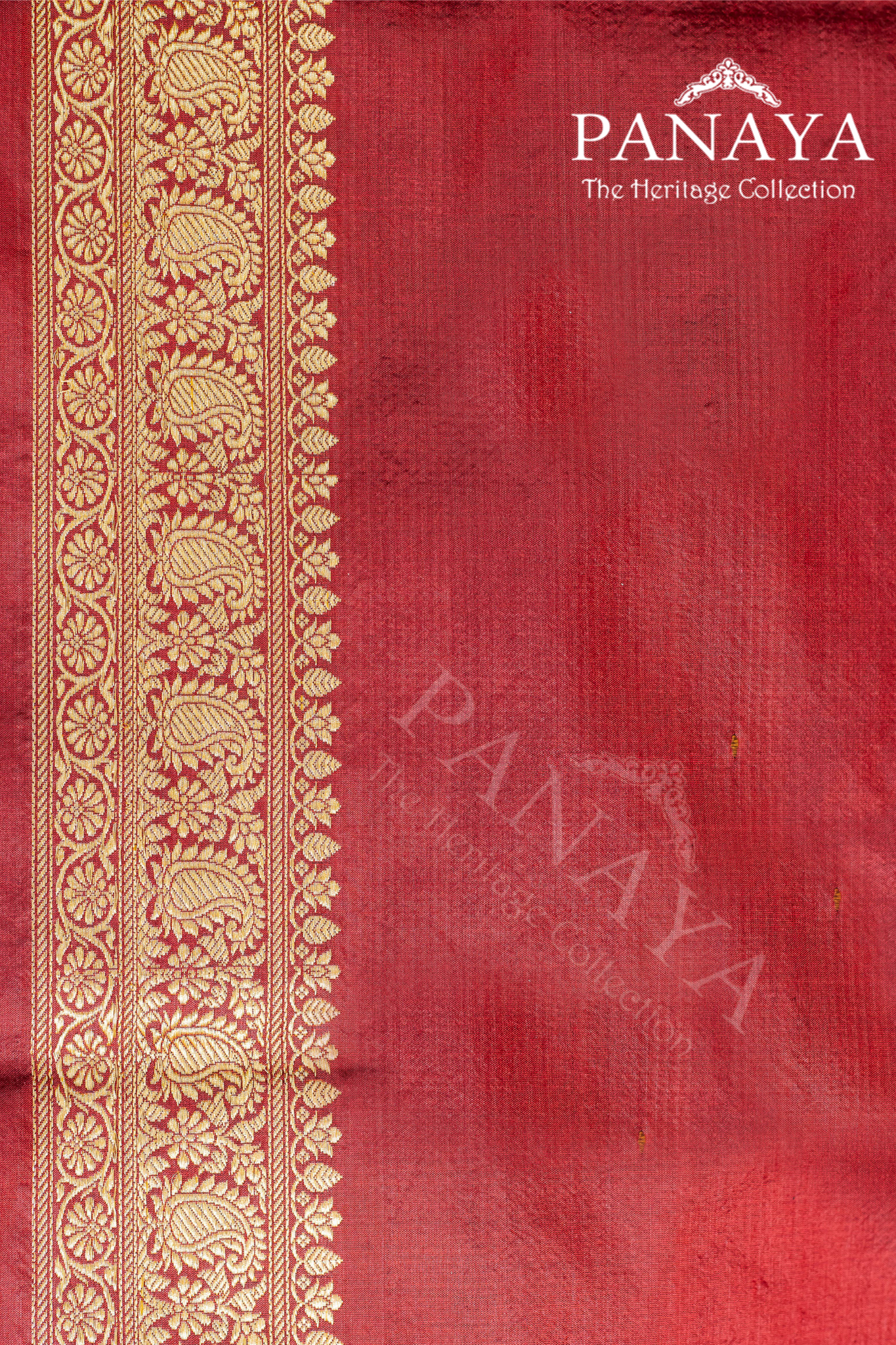Handloom Katan Silk With Zaal Lace Buti Pattern Small And Large