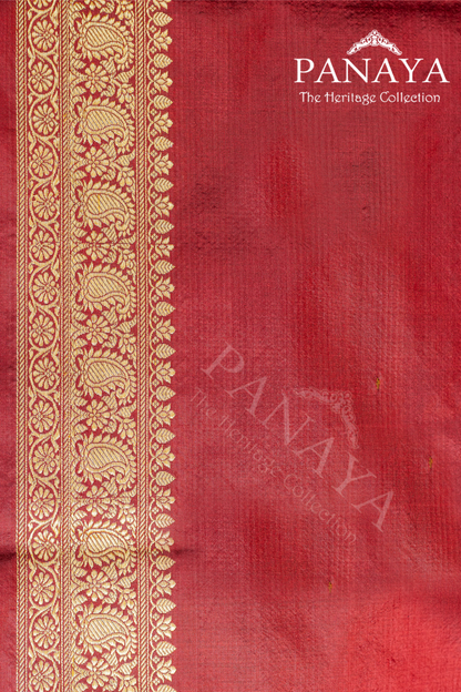 Handloom Katan Silk With Zaal Lace Buti Pattern Small And Large