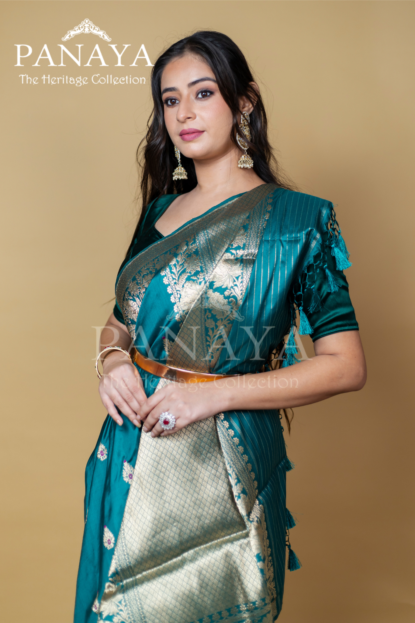 Meena Buti Katan Silk Handloom With Banarsi Anchal Zari Work Border