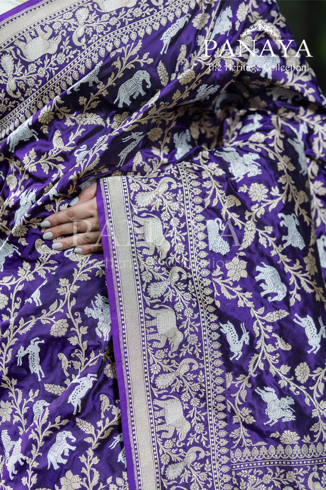 Handloom Sikargah Pattern Zaal Work With Gold And Silver Zari Work