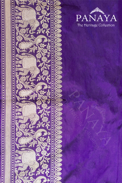 Handloom Sikargah Pattern Zaal Work With Gold And Silver Zari Work