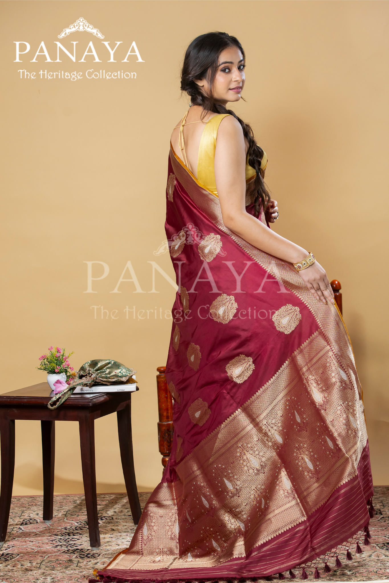 Katan Silk With Royal Buta With Gold And Silver Zari Work