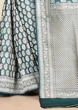 Blue Katan Silk Saree