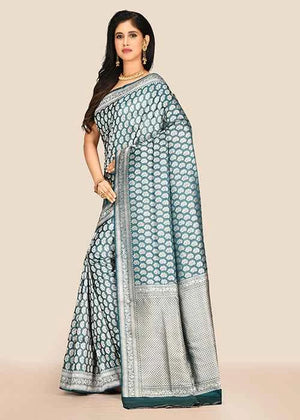 Blue Katan Silk Saree