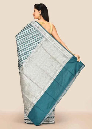 Blue Katan Silk Saree