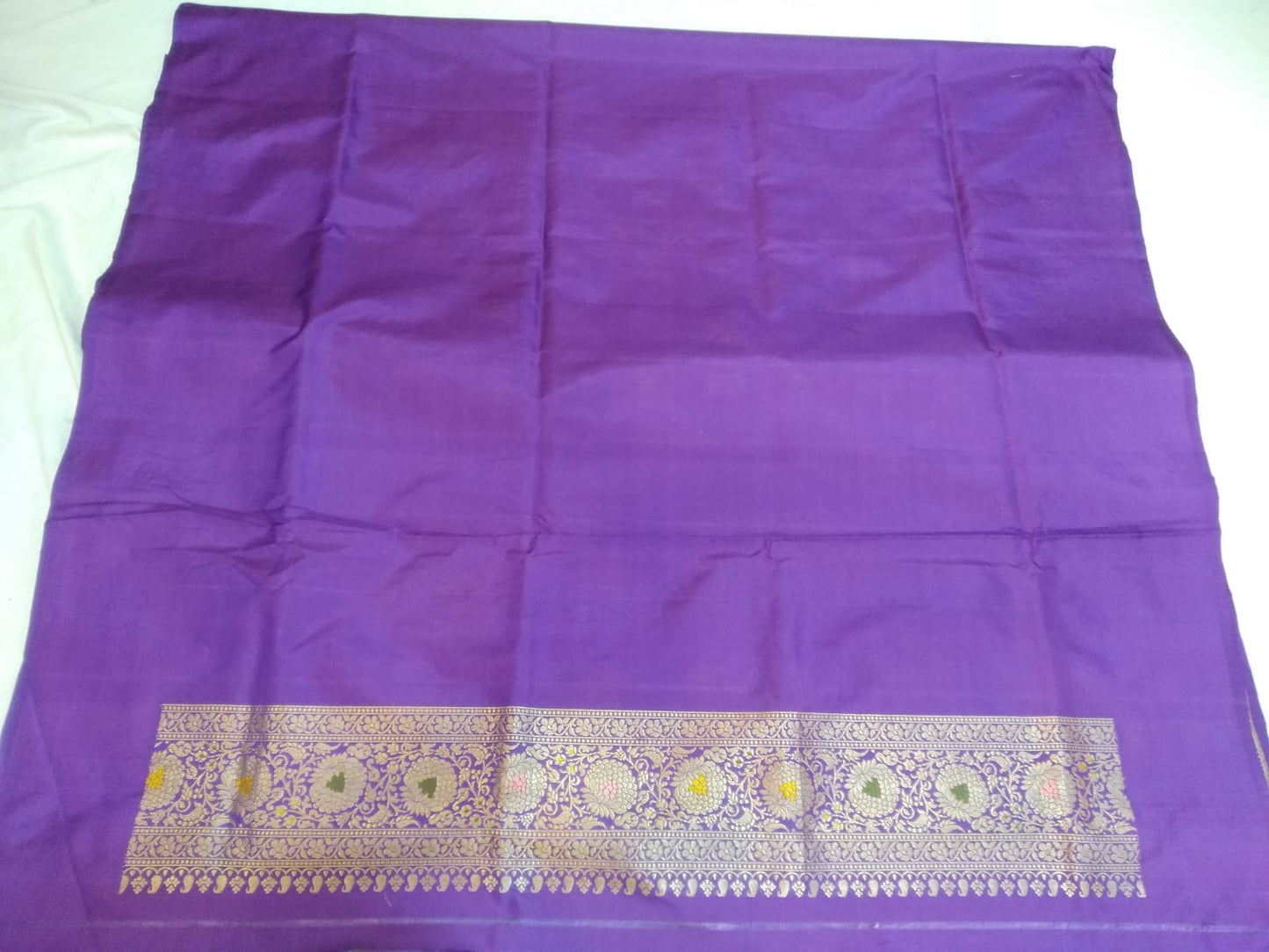 Purple Handwoven Kadwa Katan Pure Silk Saree - Panaya 