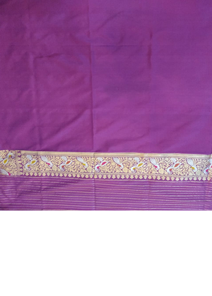 Magenta Katan Silk Saree — Kadwa Bird Booti