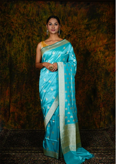 Sky Blue Katan Silk Saree